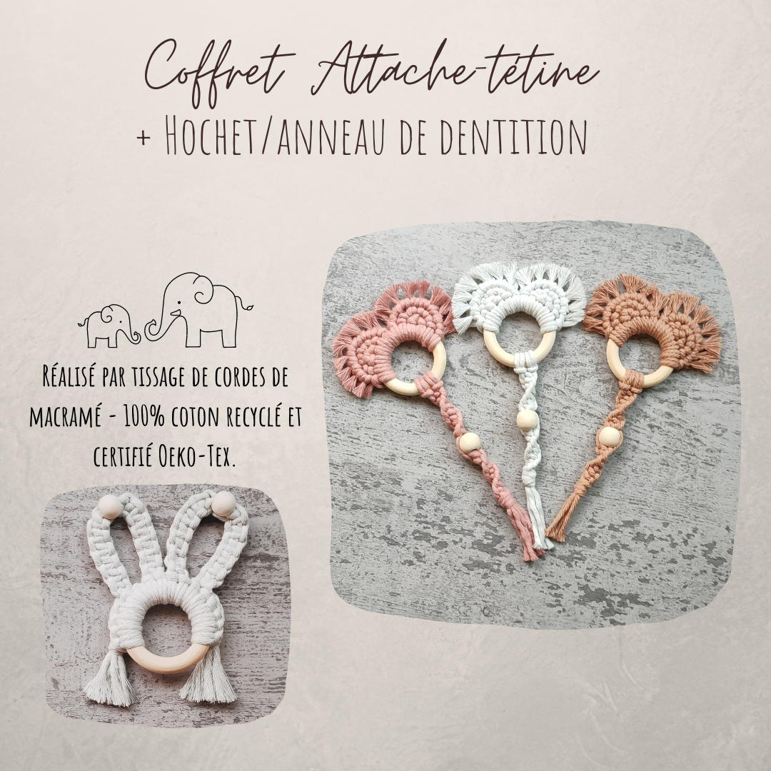 Coffret Attache-tétine + Hochet/anneau de dentition